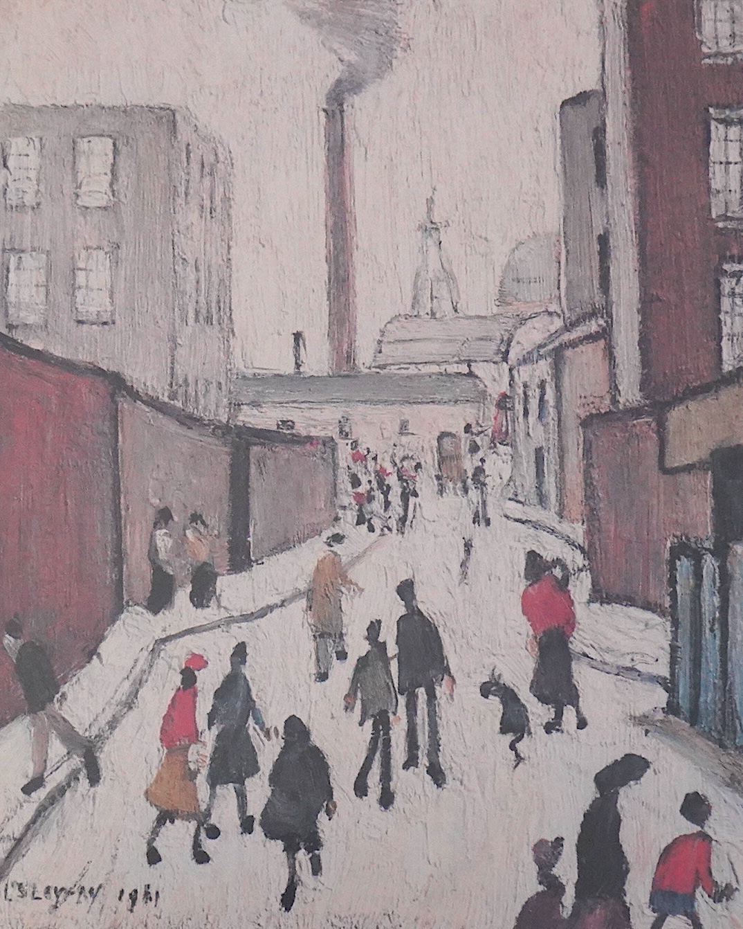 Laurence Stephen Lowry (1887-1976), 'Street Scene near a factory’, offset lithograph, 25.5 x 20cm